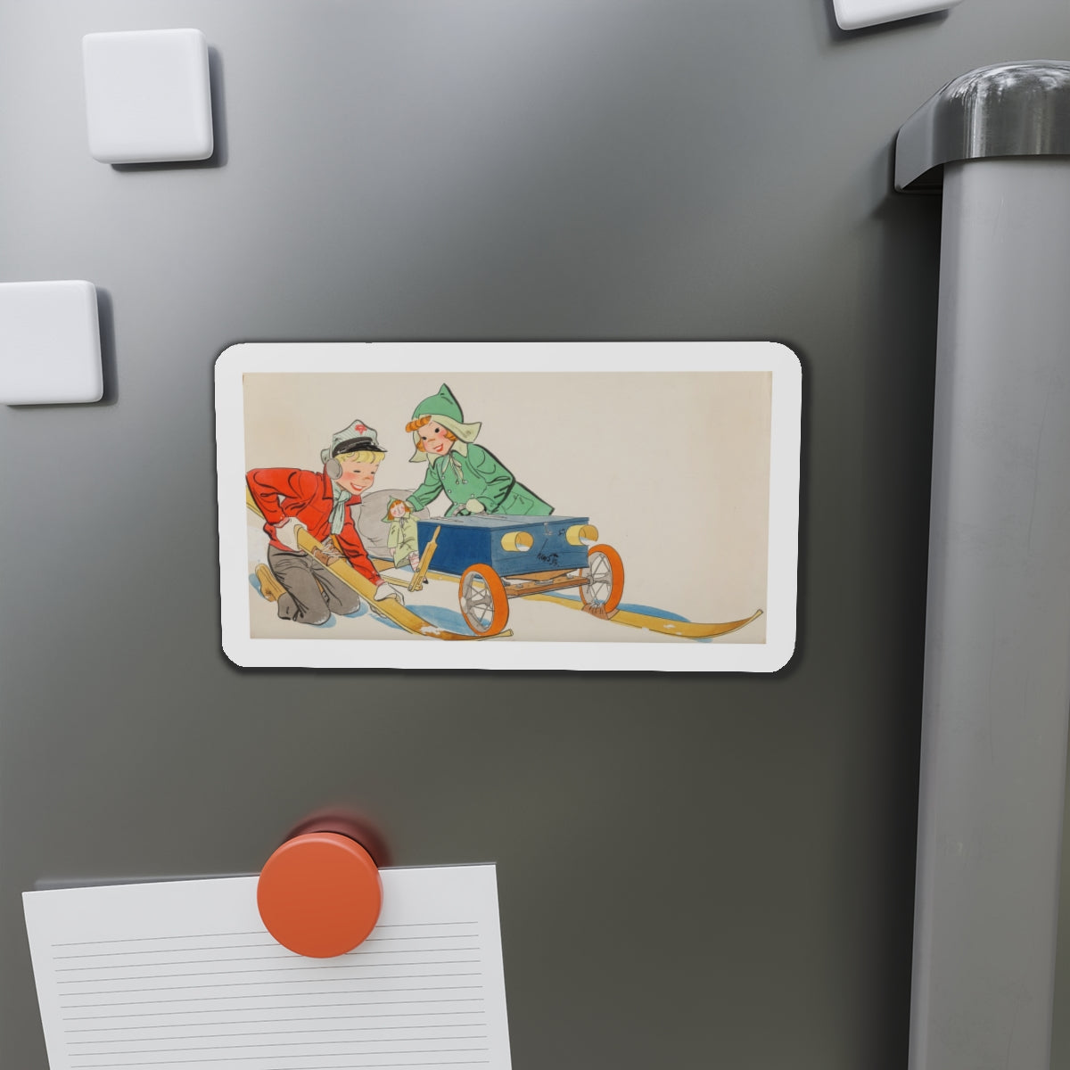 Soapbox Sled, 1953 (Magazine Illustration) Refrigerator Magnet-The Sticker Space