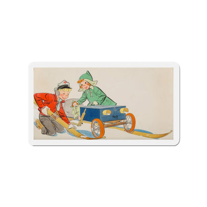 Soapbox Sled, 1953 (Magazine Illustration) Refrigerator Magnet-3" x 3"-The Sticker Space