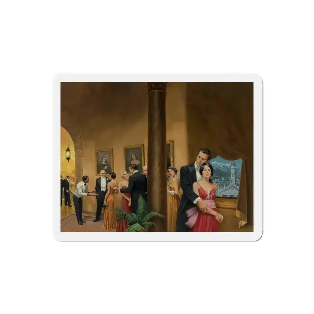 Social Gathering (Magazine Illustration) Refrigerator Magnet 6 Inch Die-Cut - The Sticker Space