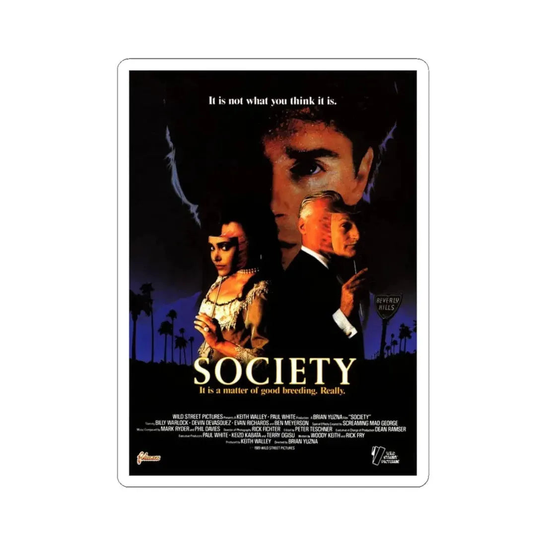 Society 1992 Movie Poster - STICKER Vinyl Kiss-Cut Decal 6 Inch White - The Sticker Space