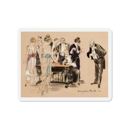 Society Gathering (Magazine Illustration) Refrigerator Magnet 2 Inch Die-Cut - The Sticker Space