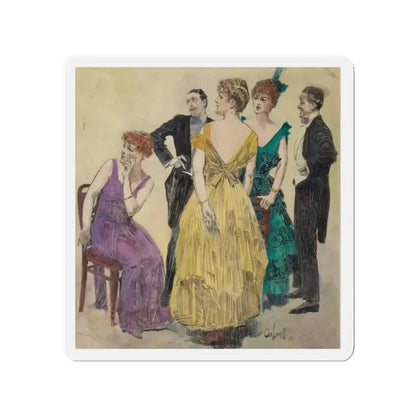 Society Gathering_1 (Magazine Illustration) Refrigerator Magnet 2 Inch Die-Cut - The Sticker Space