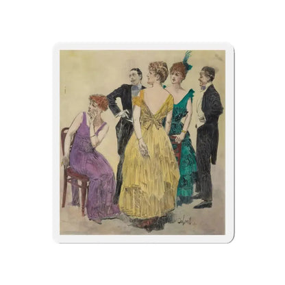 Society Gathering_1 (Magazine Illustration) Refrigerator Magnet 5 Inch Die-Cut - The Sticker Space