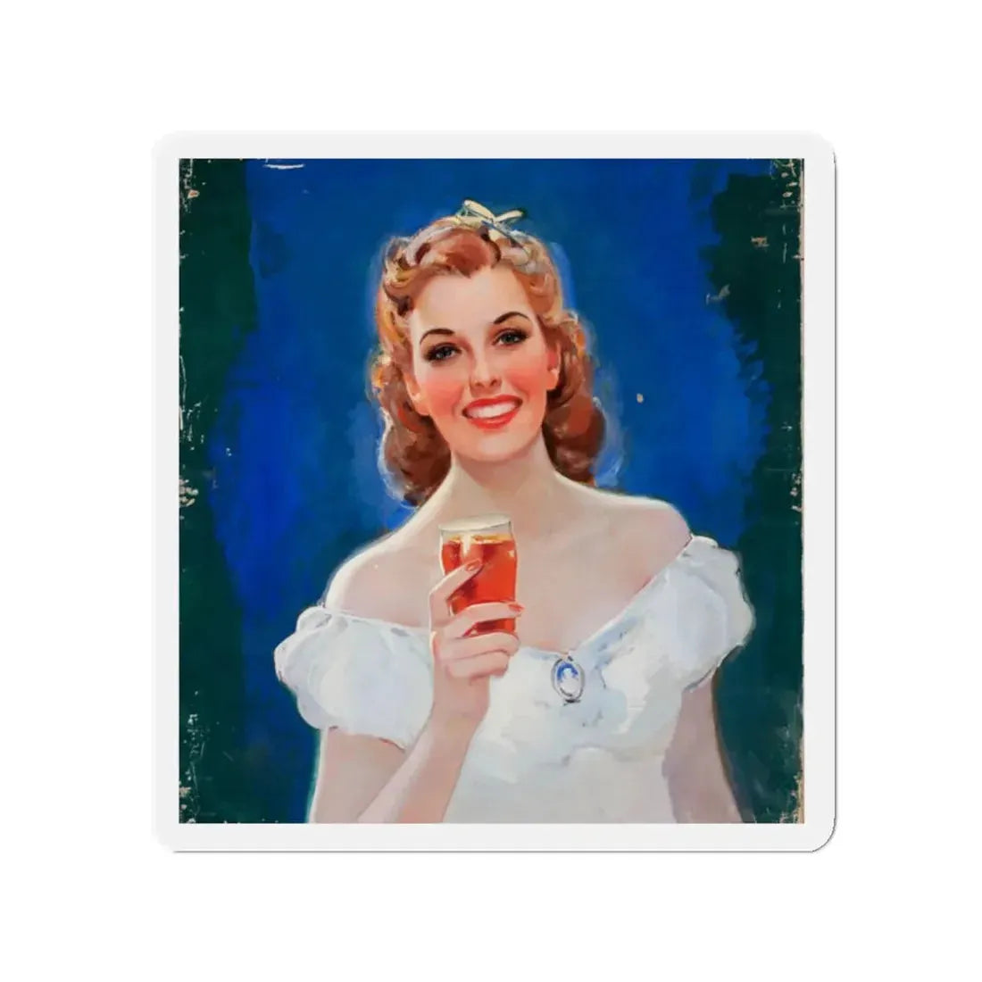 Soda ad illustration (Magazine Illustration) Refrigerator Magnet 2 Inch Die-Cut - The Sticker Space