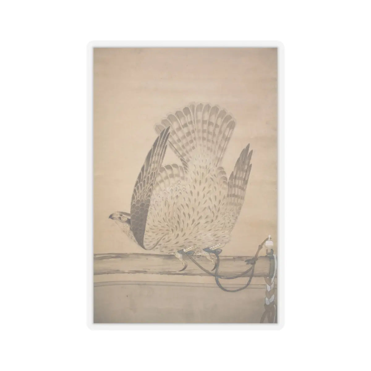 Soga Chokuan - Hunting Hawk on Perch - late 18th–early 19th century v3 - STICKER Vinyl Kiss-Cut Decal