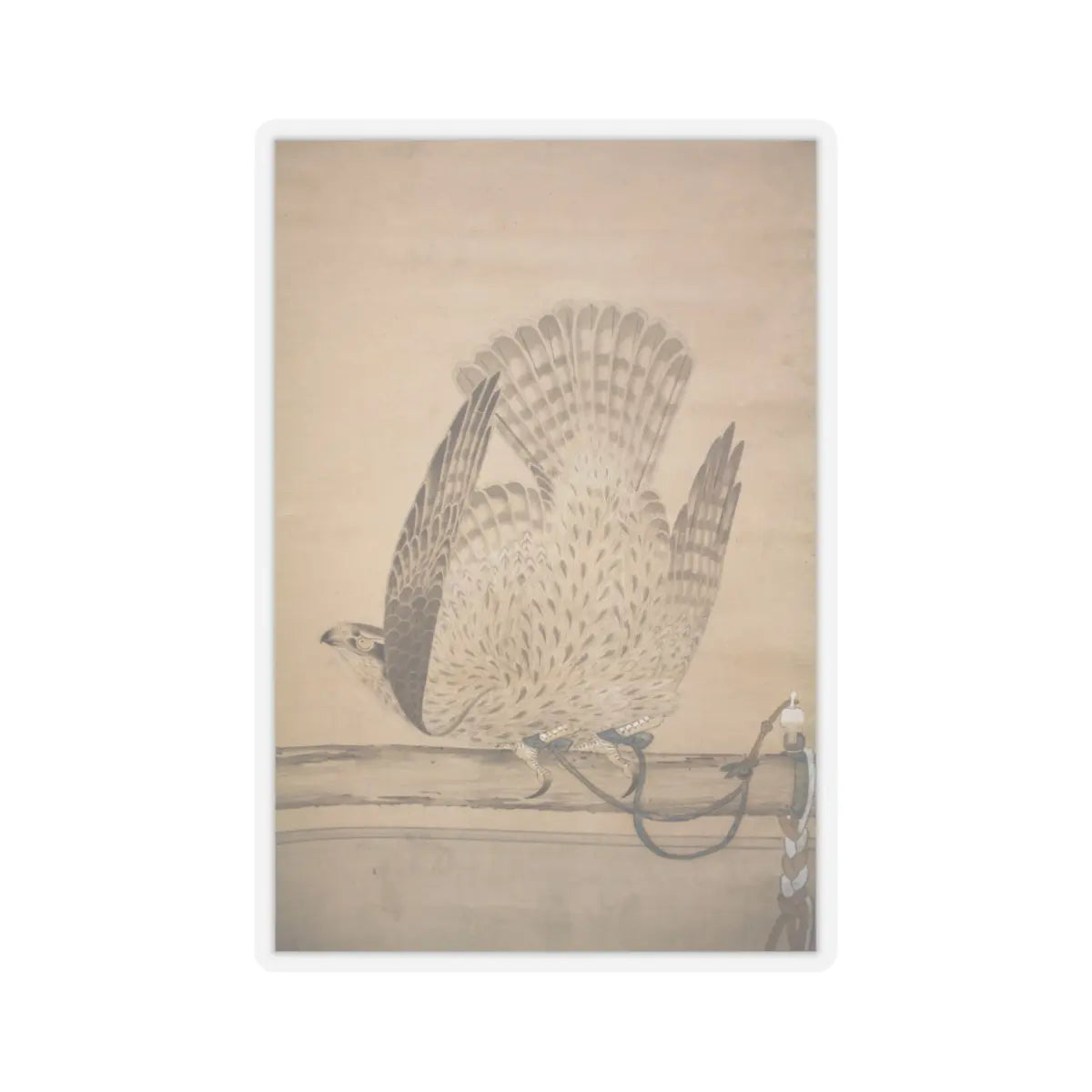 Soga Chokuan - Hunting Hawk on Perch - late 18th–early 19th century v3 - STICKER Vinyl Kiss-Cut Decal