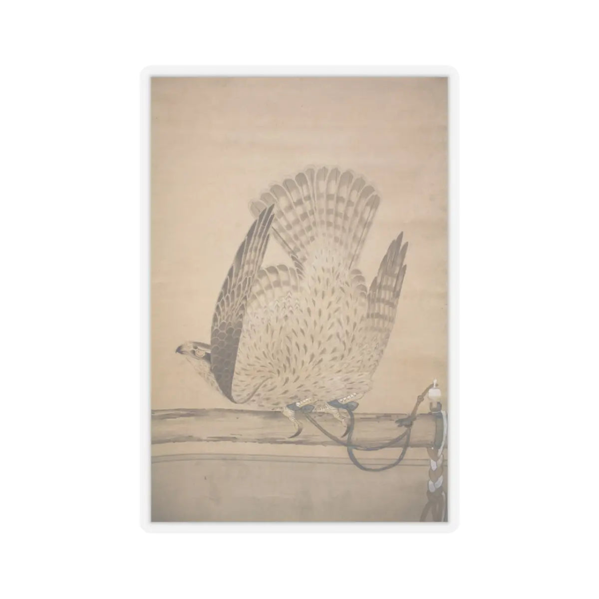 Soga Chokuan - Hunting Hawk on Perch - late 18th–early 19th century v3 - STICKER Vinyl Kiss-Cut Decal