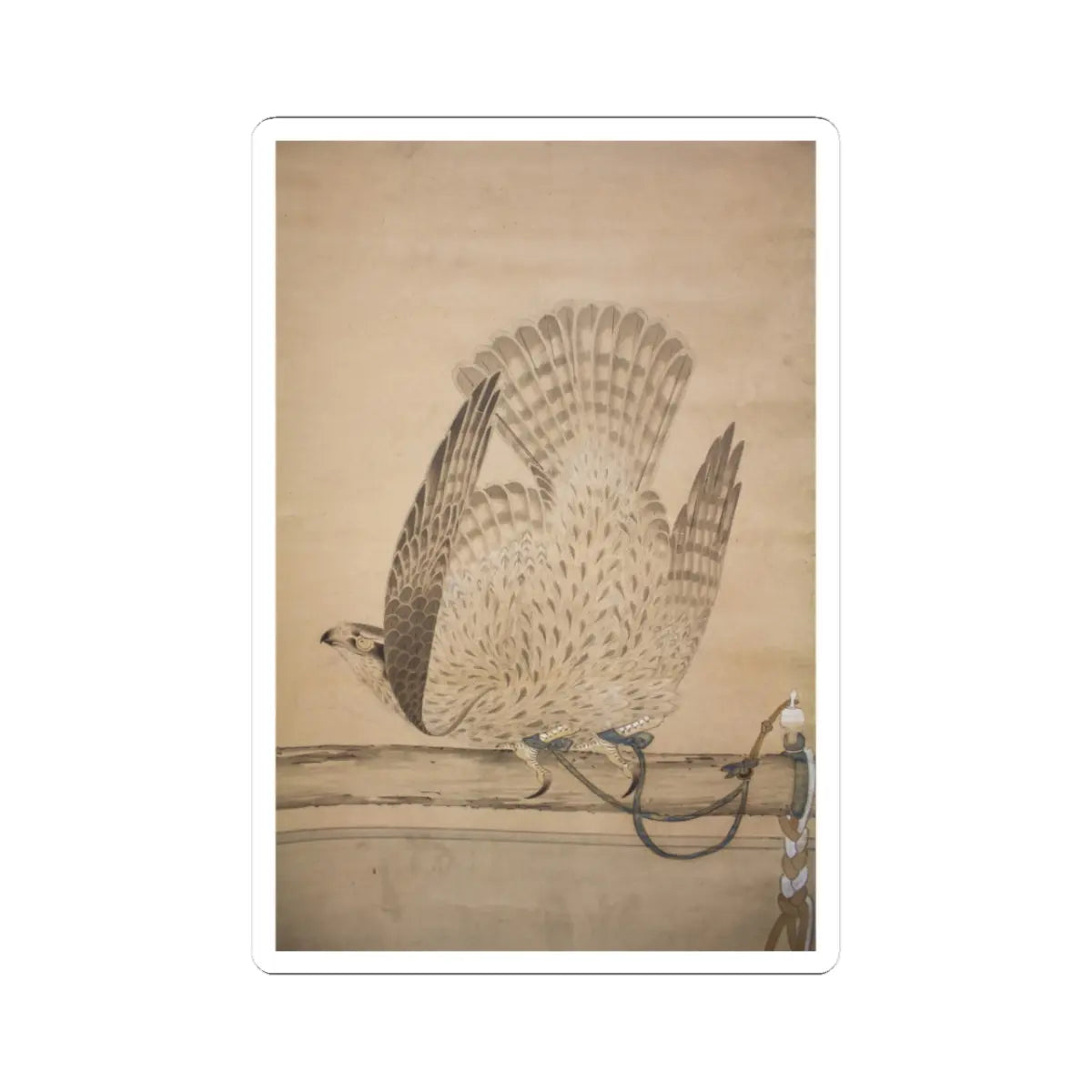 Soga Chokuan - Hunting Hawk on Perch - late 18th–early 19th century v3 - STICKER Vinyl Kiss-Cut Decal