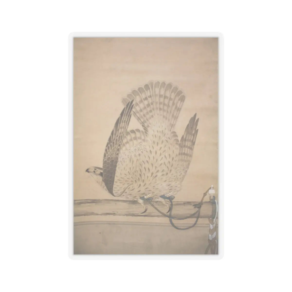 Soga Chokuan - Hunting Hawk on Perch - late 18th–early 19th century v3 - STICKER Vinyl Kiss-Cut Decal