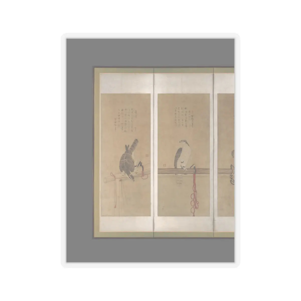 Soga Chokuan - Tethered Hawks - before 1606 v5 - STICKER Vinyl Kiss-Cut Decal
