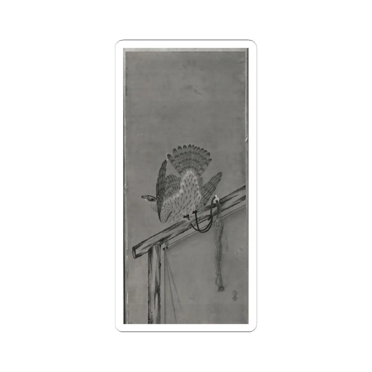 Soga Chokuan - Tethered Hawks - probably 19th century v7 - STICKER Vinyl Kiss-Cut Decal