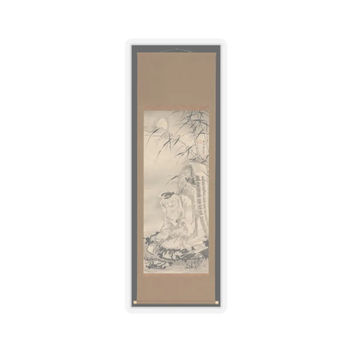 Soga Shōhaku - Tōkaibō with a Fishing Basket - ca. 1768 v2 - STICKER Vinyl Kiss-Cut Decal