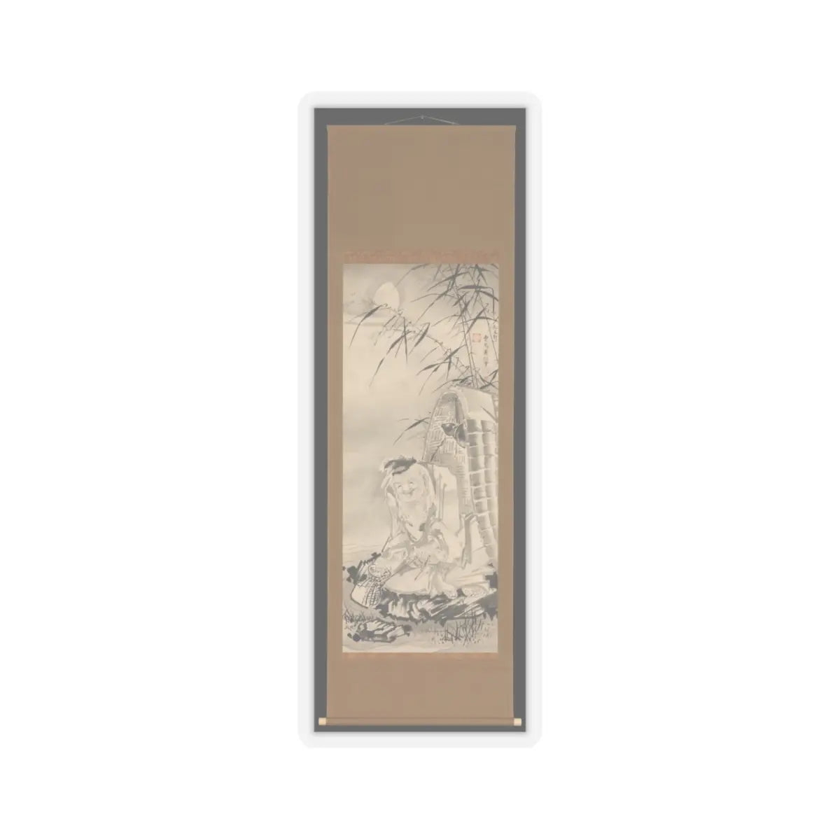 Soga Shōhaku - Tōkaibō with a Fishing Basket - ca. 1768 v2 - STICKER Vinyl Kiss-Cut Decal