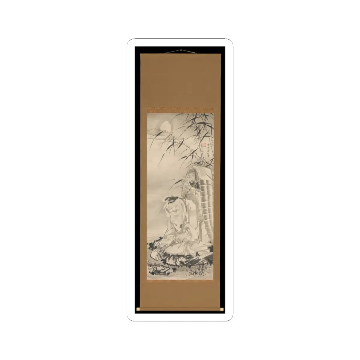 Soga Shōhaku - Tōkaibō with a Fishing Basket - ca. 1768 v2 - STICKER Vinyl Kiss-Cut Decal