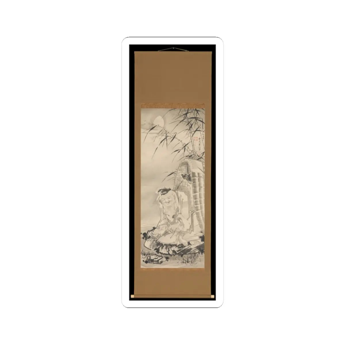 Soga Shōhaku - Tōkaibō with a Fishing Basket - ca. 1768 v2 - STICKER Vinyl Kiss-Cut Decal