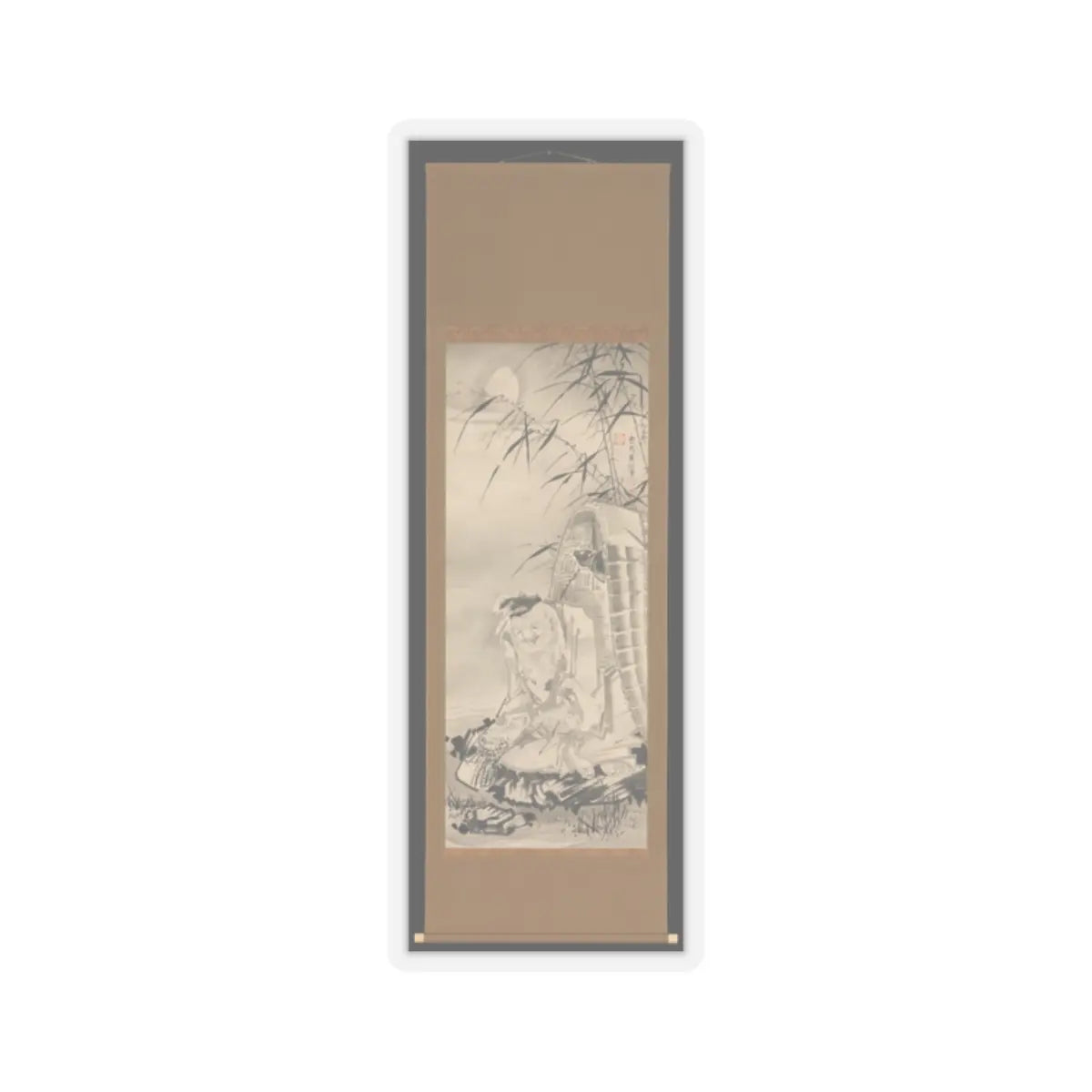 Soga Shōhaku - Tōkaibō with a Fishing Basket - ca. 1768 v2 - STICKER Vinyl Kiss-Cut Decal