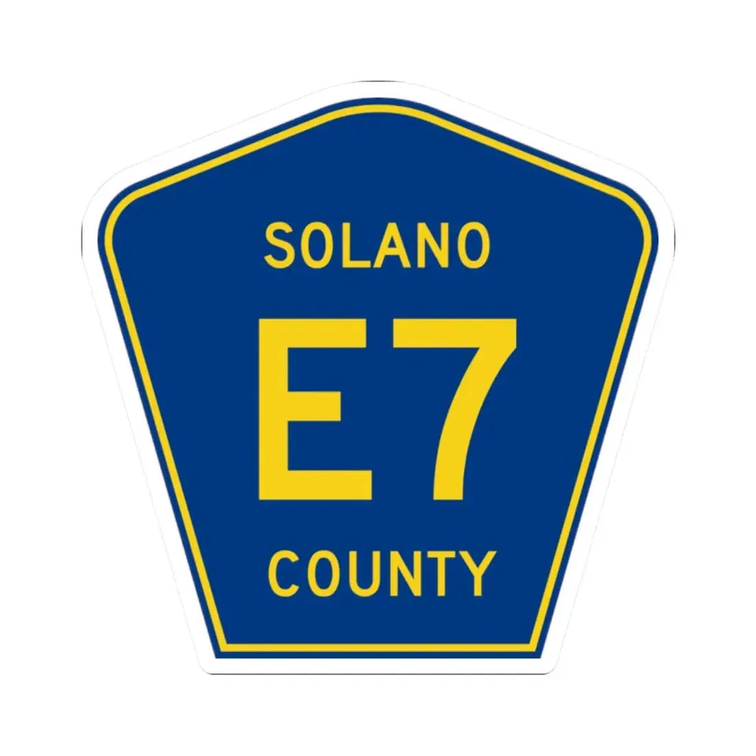 Solano County E7 (California) (Road Sign) STICKER Vinyl Kiss-Cut Decal 2 Inch White - The Sticker Space
