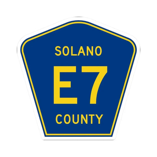 Solano County E7 (California) (Road Sign) STICKER Vinyl Kiss-Cut Decal 2 Inch White - The Sticker Space