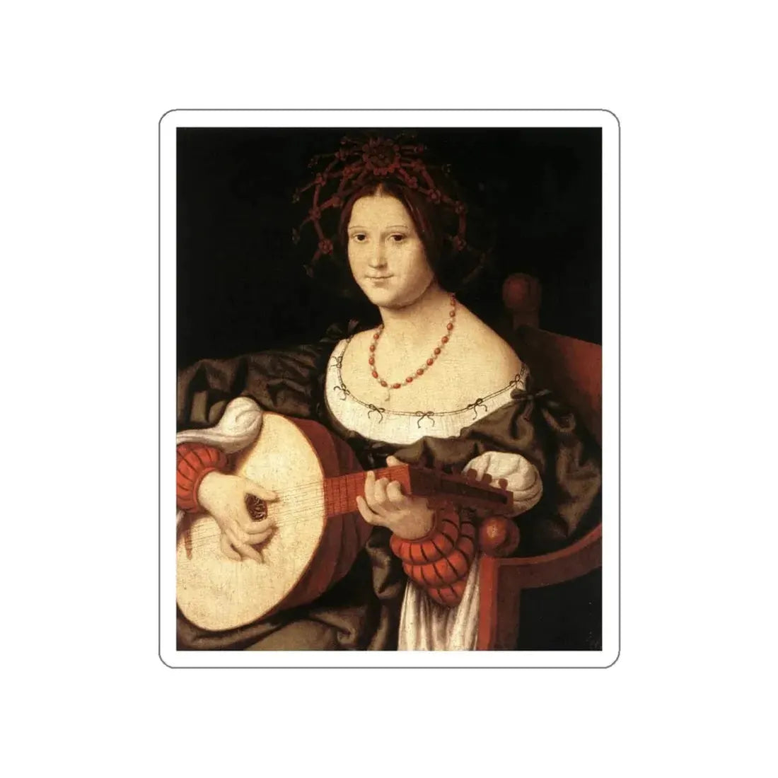 SOLARI, Andrea - The Lute Player (Artwork) STICKER Vinyl Die-Cut Decal White Die-Cut 5 Inch - The Sticker Space