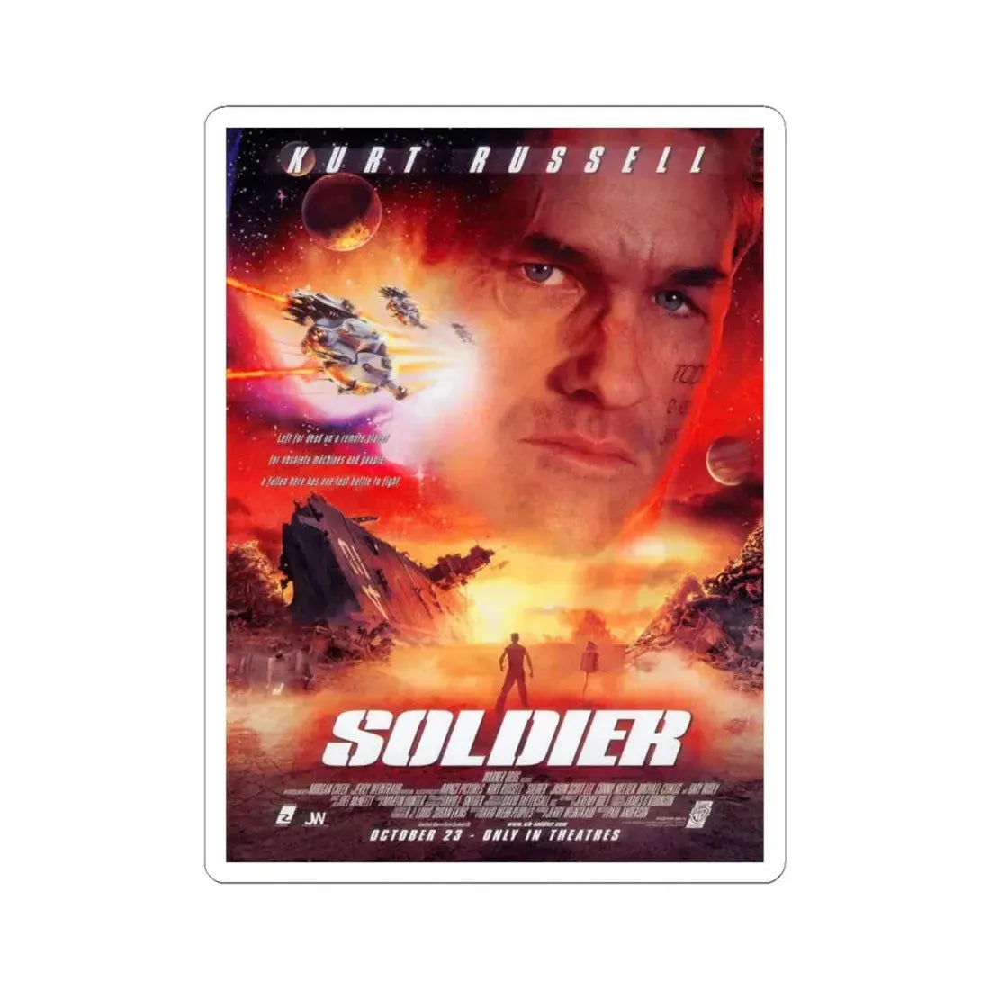 Soldier 1998 Movie Poster - STICKER Vinyl Kiss-Cut Decal 6 Inch White - The Sticker Space