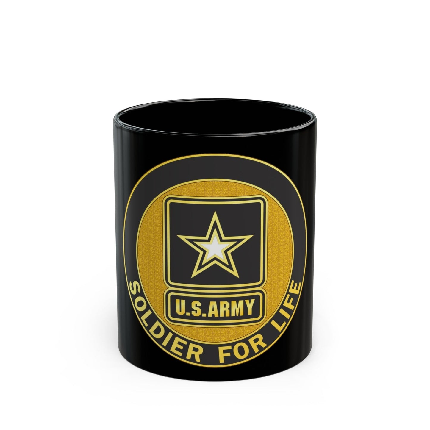 Soldier for Life Lapel Button (U.S. Army) Black Coffee Mug-11oz-The Sticker Space