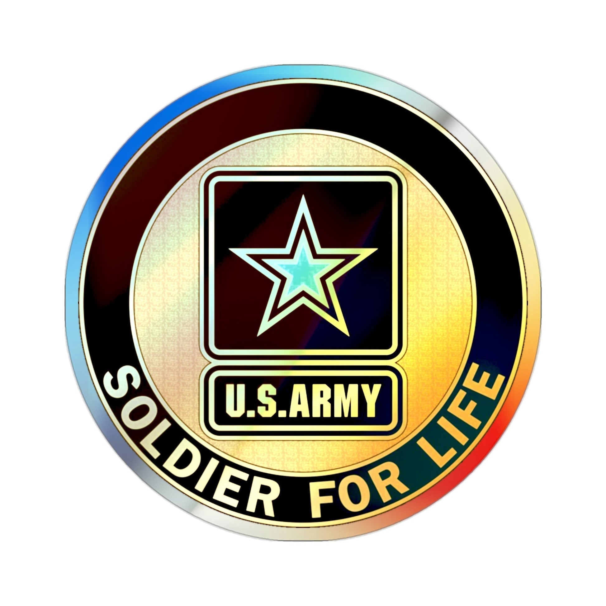 Soldier for Life Lapel Button (U.S. Army) Holographic STICKER Die-Cut Vinyl Decal-2 Inch-The Sticker Space