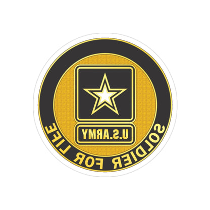 Soldier for Life Lapel Button (U.S. Army) REVERSE PRINT Transparent STICKER-2" × 2"-The Sticker Space