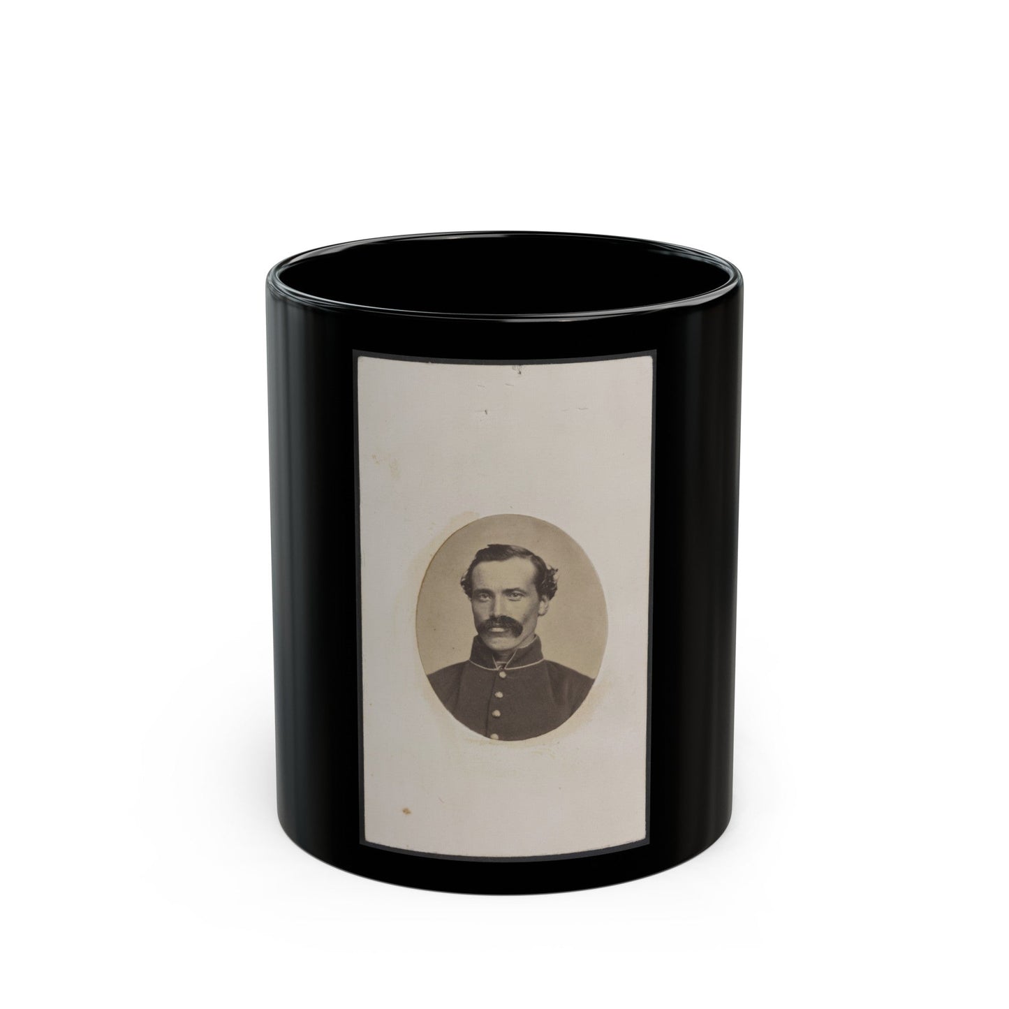 Soldier Identified As Harman In Uniform (U.S. Civil War) Black Coffee Mug-11oz-The Sticker Space