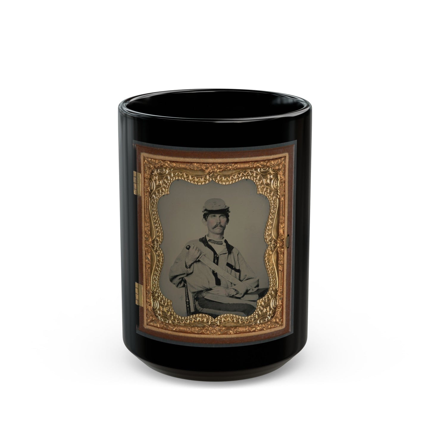 Soldier In Confederate Uniform (U.S. Civil War) Black Coffee Mug-15oz-The Sticker Space