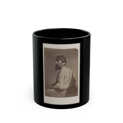 Soldier Named Ewing In Kepi Displaying A Wound To His Arm (U.S. Civil War) Black Coffee Mug-11oz-The Sticker Space