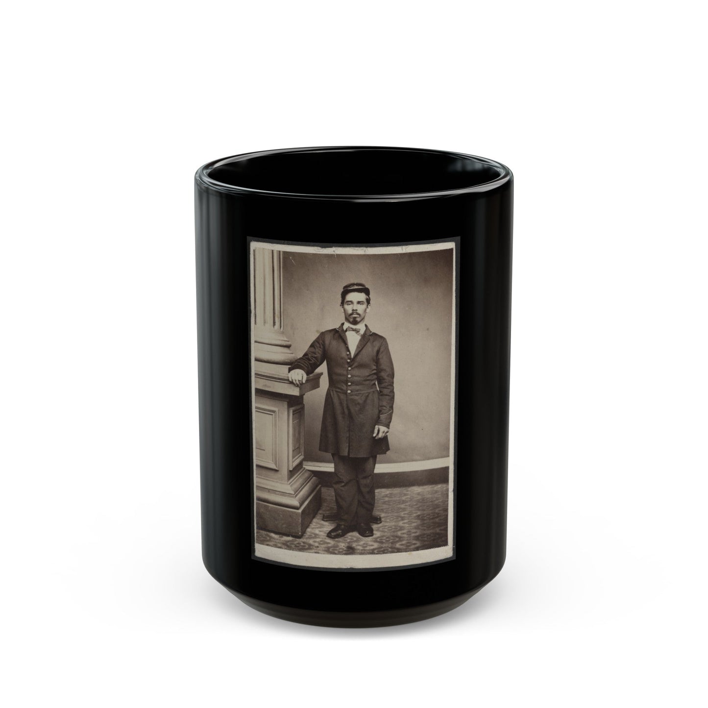 Soldier Named Garrison In Uniform Next To Column (U.S. Civil War) Black Coffee Mug-15oz-The Sticker Space