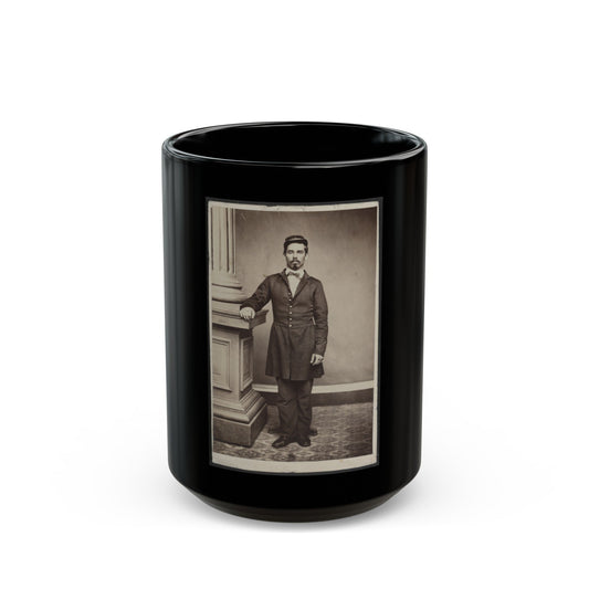 Soldier Named Garrison In Uniform Next To Column (U.S. Civil War) Black Coffee Mug-15oz-The Sticker Space