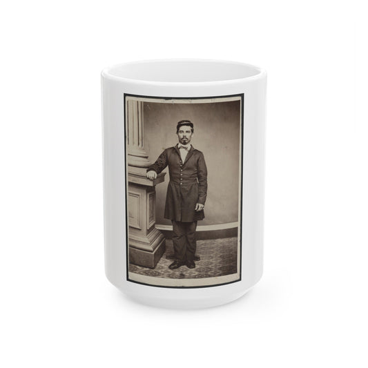 Soldier Named Garrison In Uniform Next To Column (U.S. Civil War) White Coffee Mug-15oz-The Sticker Space