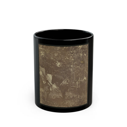 Soldier On Horseback With African American Servant (U.S. Civil War) Black Coffee Mug-11oz-The Sticker Space