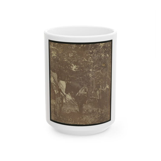 Soldier On Horseback With African American Servant (U.S. Civil War) White Coffee Mug-15oz-The Sticker Space