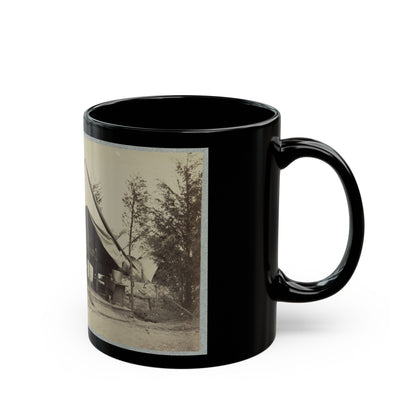 Soldier Sitting Inside His Tent (U.S. Civil War) Black Coffee Mug-The Sticker Space