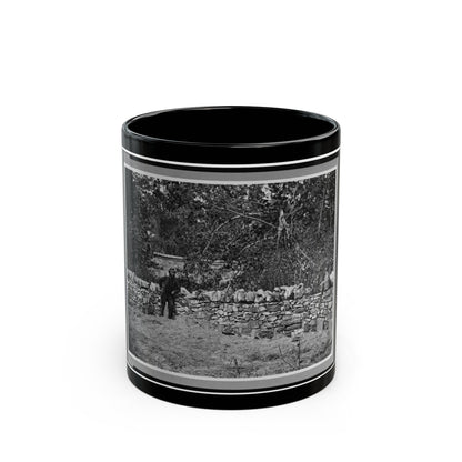 Soldier Standing At Graves Of Federal Soldiers, Along Stone Fence, At Burnside Bridge, Antietam, Maryland (U.S. Civil War) Black Coffee Mug-11oz-The Sticker Space