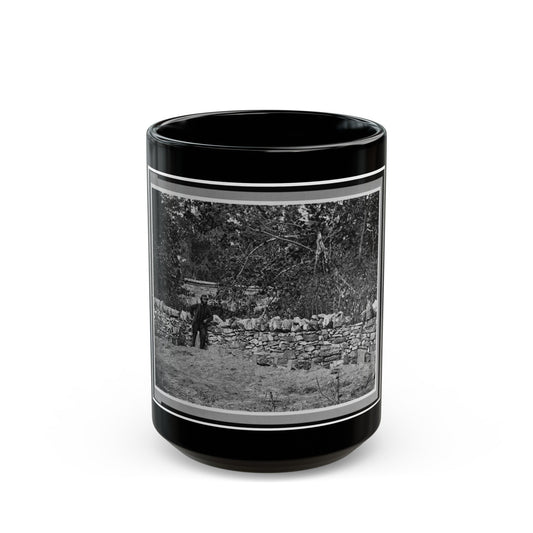 Soldier Standing At Graves Of Federal Soldiers, Along Stone Fence, At Burnside Bridge, Antietam, Maryland (U.S. Civil War) Black Coffee Mug-15oz-The Sticker Space