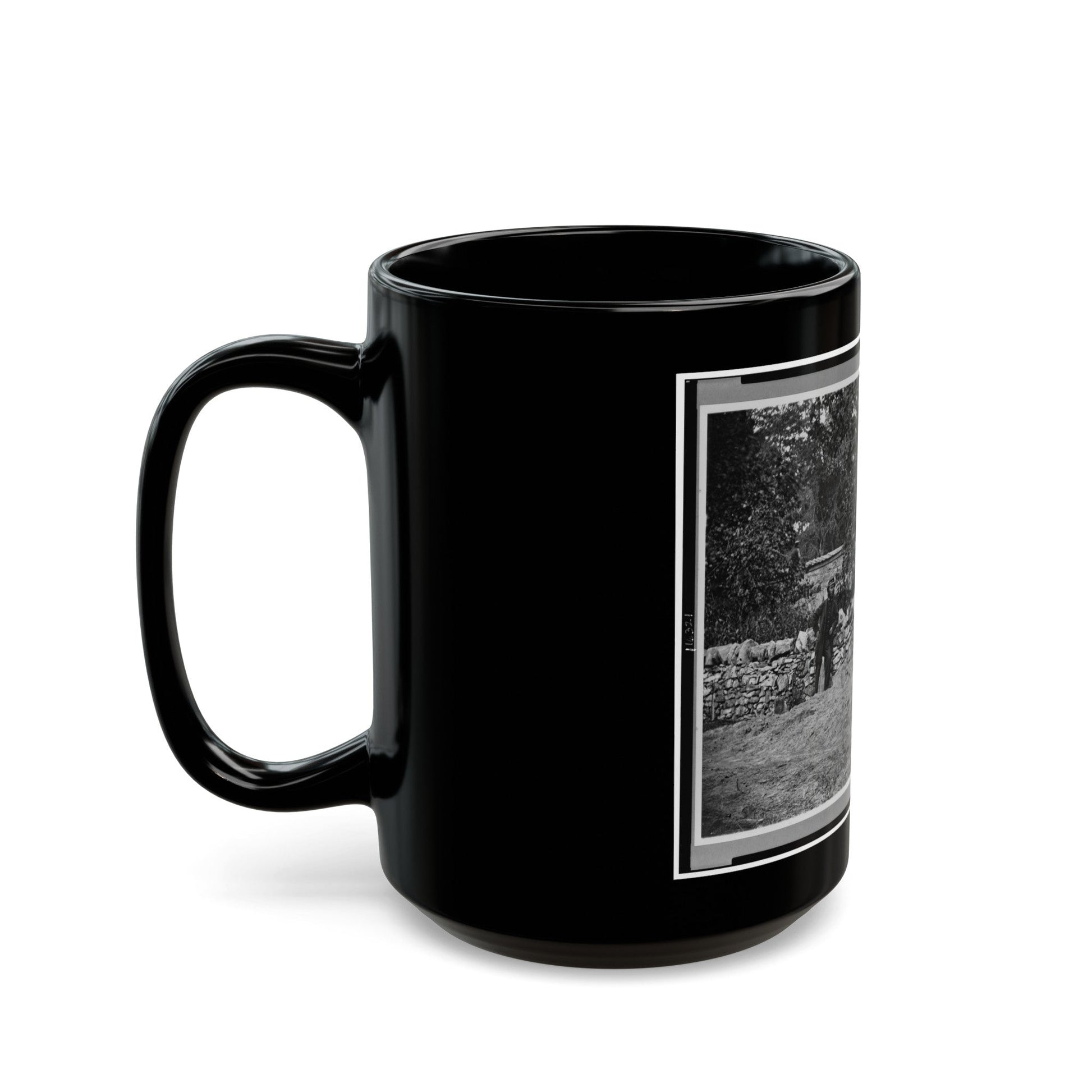 Soldier Standing At Graves Of Federal Soldiers, Along Stone Fence, At Burnside Bridge, Antietam, Maryland (U.S. Civil War) Black Coffee Mug-The Sticker Space