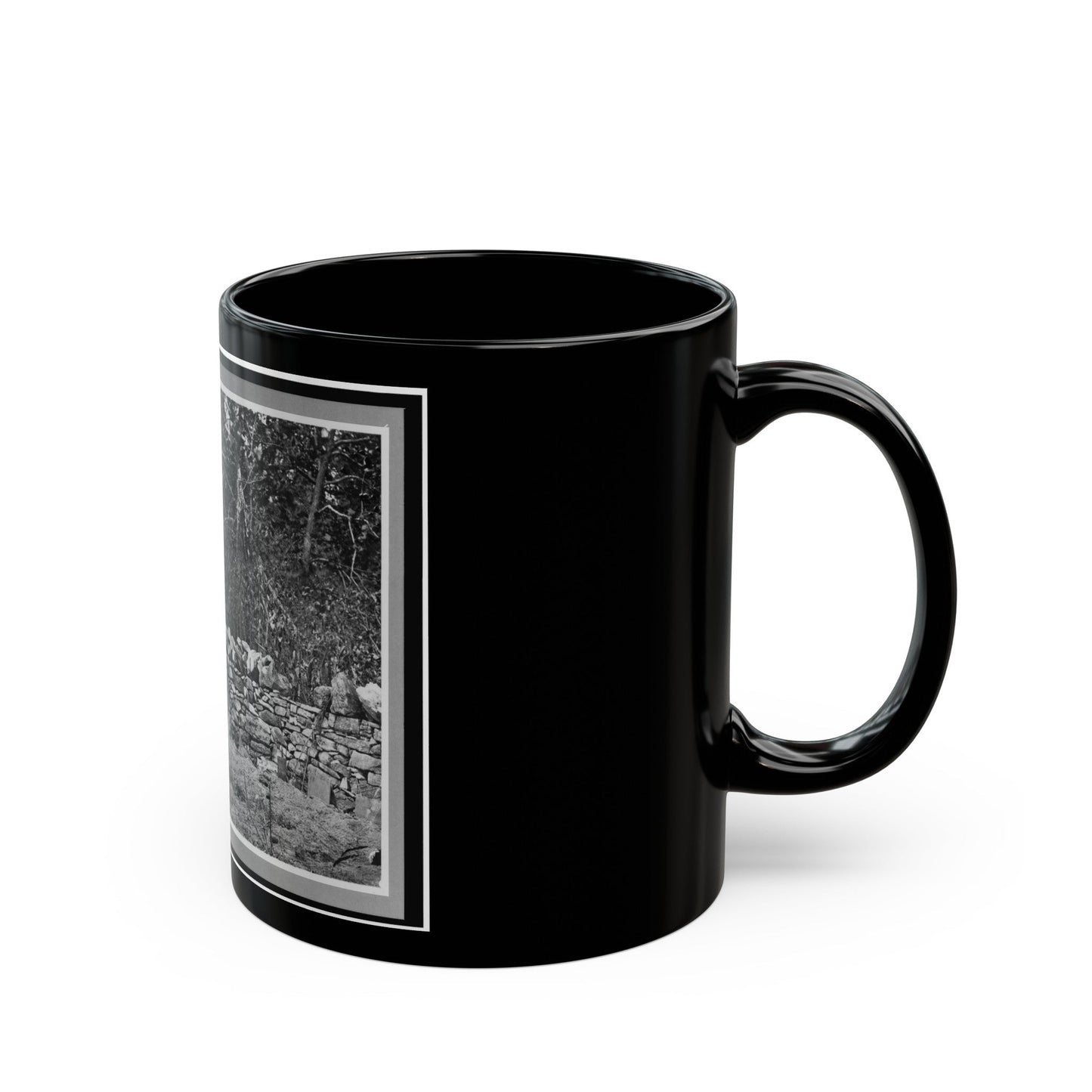 Soldier Standing At Graves Of Federal Soldiers, Along Stone Fence, At Burnside Bridge, Antietam, Maryland (U.S. Civil War) Black Coffee Mug-The Sticker Space