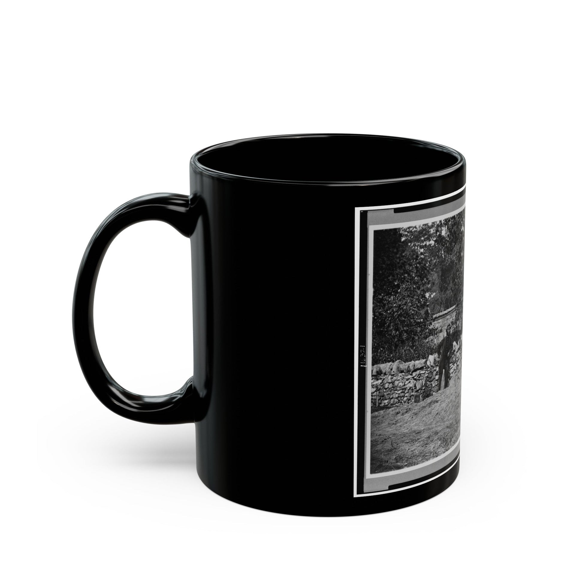 Soldier Standing At Graves Of Federal Soldiers, Along Stone Fence, At Burnside Bridge, Antietam, Maryland (U.S. Civil War) Black Coffee Mug-The Sticker Space