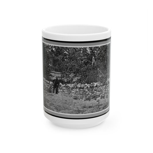 Soldier Standing At Graves Of Federal Soldiers, Along Stone Fence, At Burnside Bridge, Antietam, Maryland (U.S. Civil War) White Coffee Mug-15oz-The Sticker Space