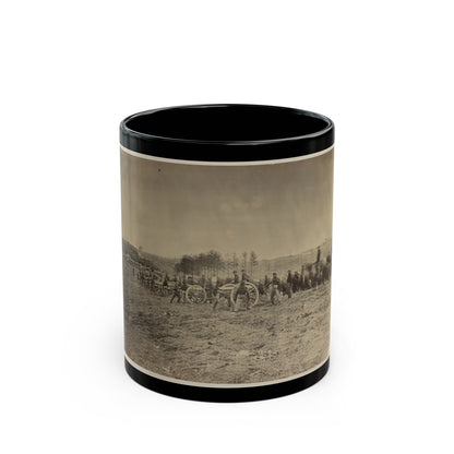 Soldiers Preparing Cannons On The Battlefield (U.S. Civil War) Black Coffee Mug-11oz-The Sticker Space