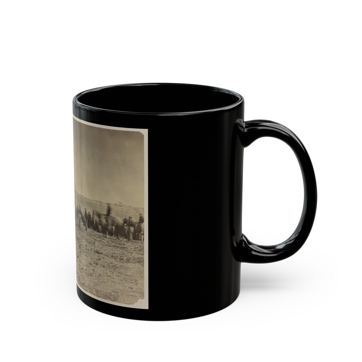 Soldiers Preparing Cannons On The Battlefield (U.S. Civil War) Black Coffee Mug-The Sticker Space