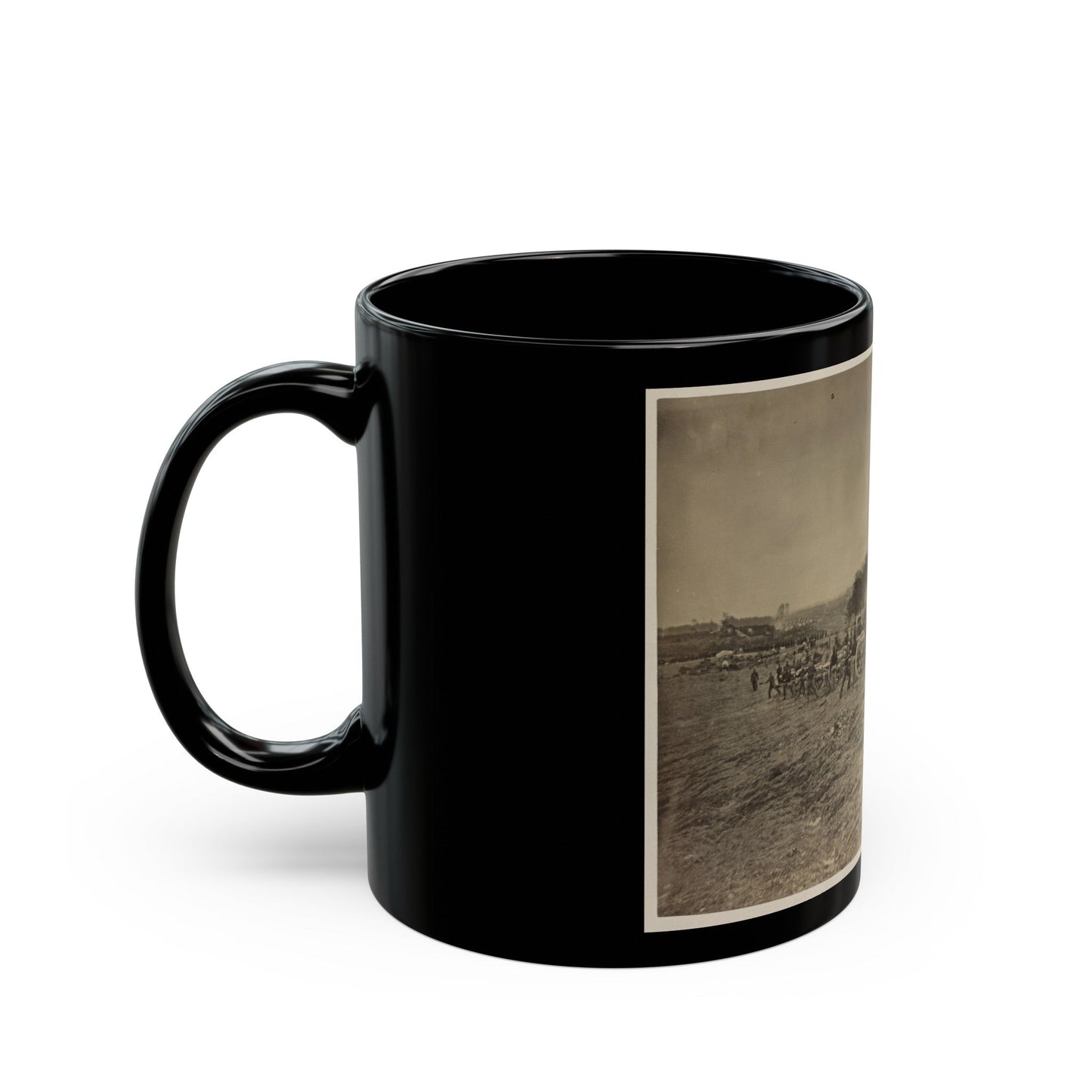 Soldiers Preparing Cannons On The Battlefield (U.S. Civil War) Black Coffee Mug-The Sticker Space