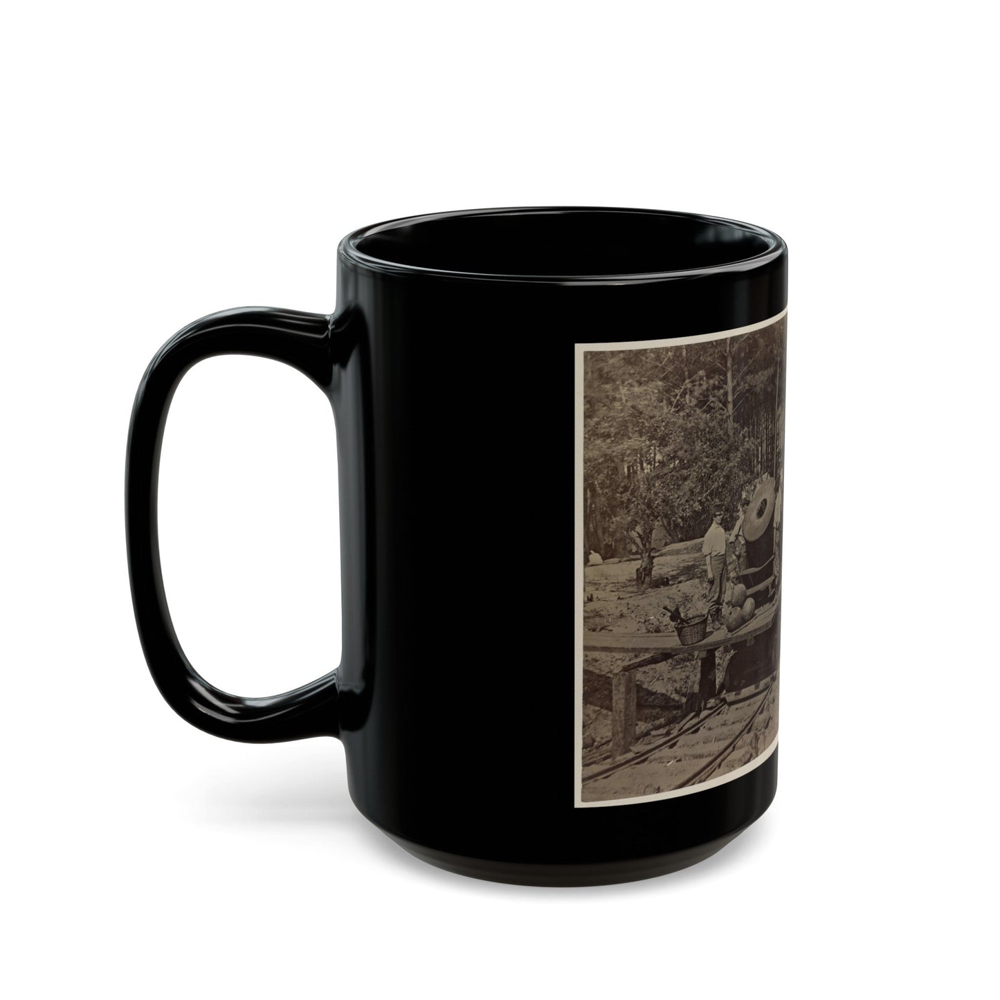 Soldiers With Cannon On Small Railroad Car (U.S. Civil War) Black Coffee Mug-The Sticker Space