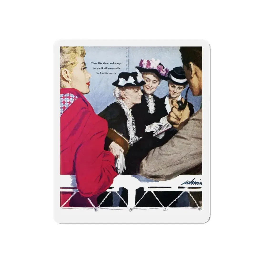 Something To Remember, Good Housekeeping, January 1945 (Magazine Illustration) Refrigerator Magnet 3 Inch Die-Cut - The Sticker Space