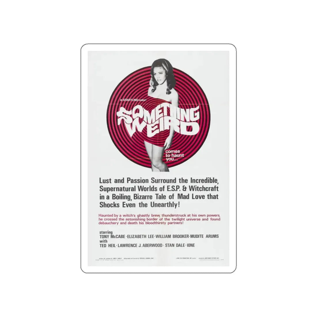 SOMETHING WEIRD 1967 Movie Poster STICKER Vinyl Die-Cut Decal 6 Inch - The Sticker Space