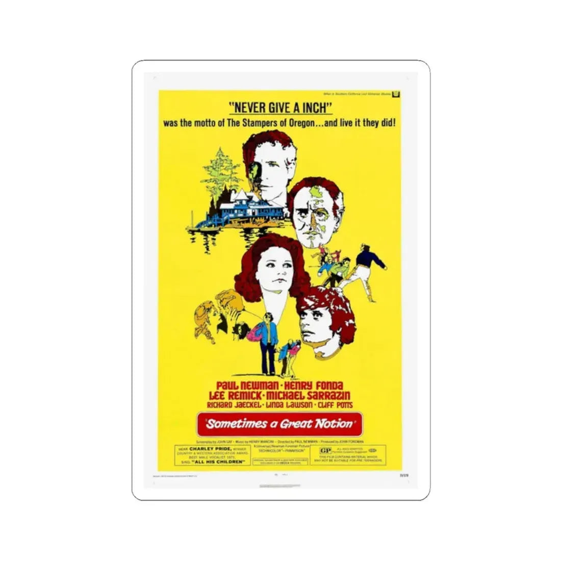 Sometimes a Great Notion 1971 Movie Poster - STICKER Vinyl Kiss-Cut Decal 2 Inch White - The Sticker Space