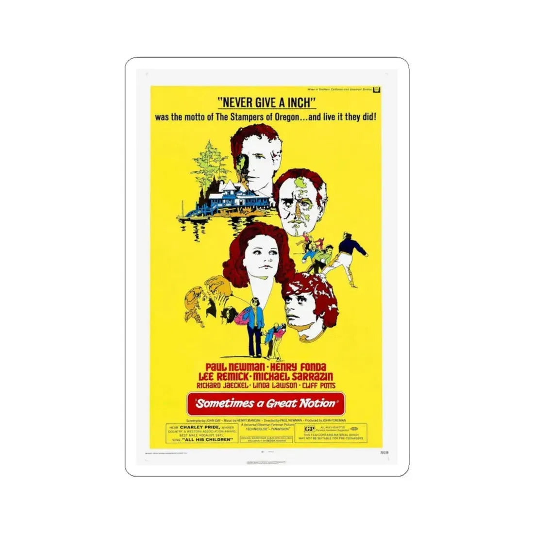 Sometimes a Great Notion 1971 Movie Poster - STICKER Vinyl Kiss-Cut Decal 4 Inch White - The Sticker Space